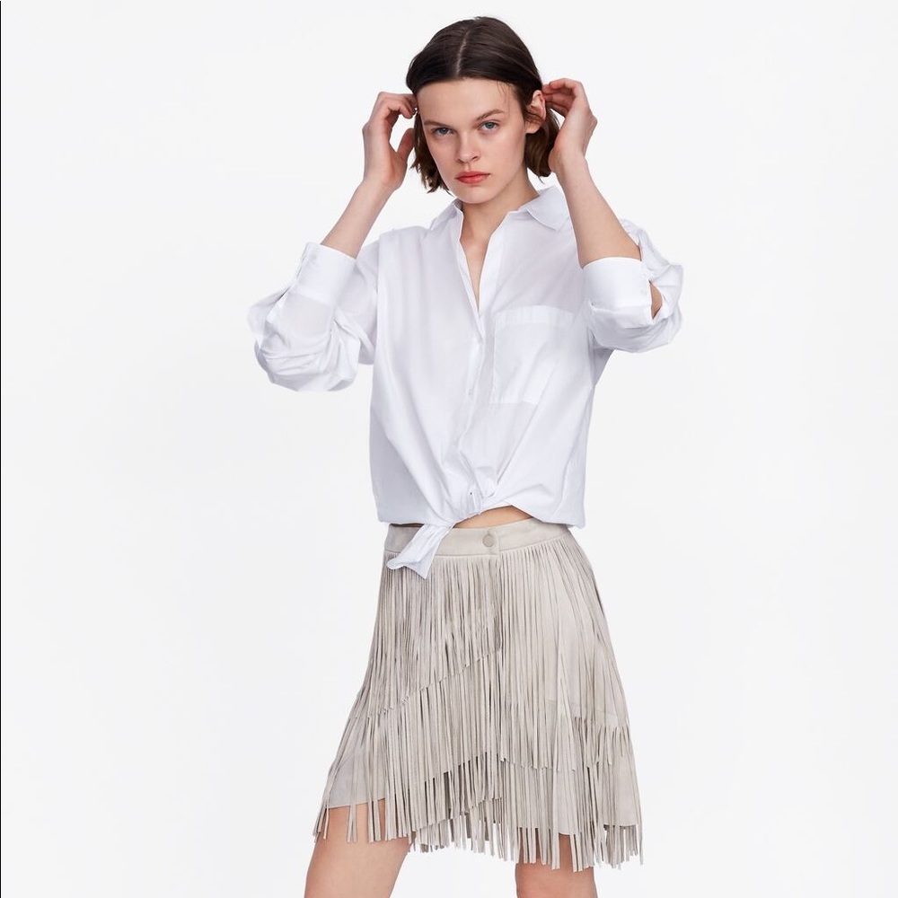 Suede Fringe Skirt